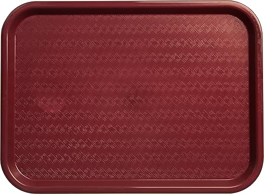Carlisle FoodService Products CT121661 Cafe Standard Plastic Cafeteria/Fast Food Tray, NSF Certified, BPA Free, 16" Length x 12" Width, Burgundy (Pack of 24)