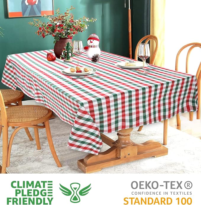 Urban Villa Tablecloth Cotton Tabletop 60x84 (6-8 Seats) Red/Grn/Wht