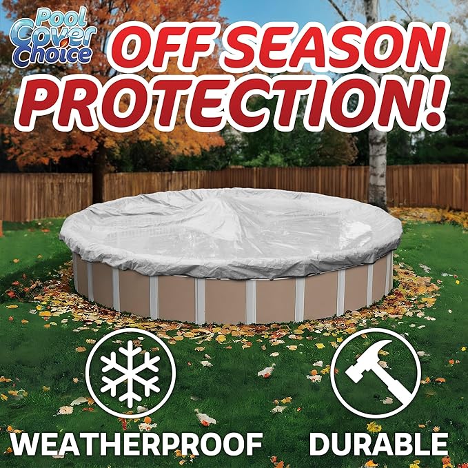 Winter Swimming Pool Cover for 30 ft Aboveground Round Pool Size, Durable Choice Series, Solid Material, Color - Blue Stone, Pool Cover Choice 3430-4CHOICE