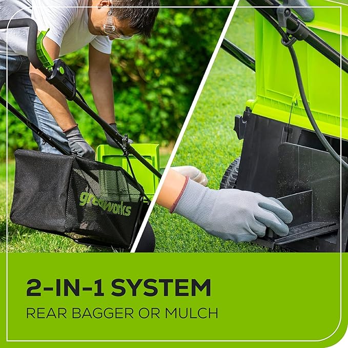 Greenworks 24V 13" Brushless Cordless (Push) Lawn Mower, 4.0Ah Battery and Charger Included