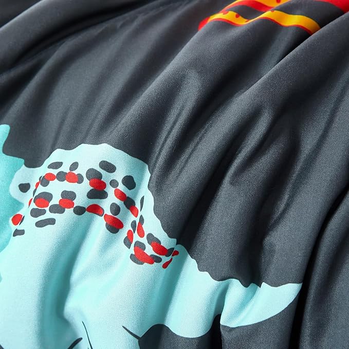 RYNGHIPY Dinosaur Bedding Set Twin Size Dinosaur Kids Comforter Set for Boys Girls Soft Breathable Cute Dinosaur Bed Set for All Season (Black,Twin)
