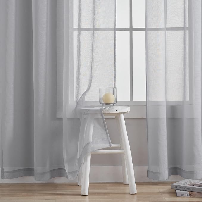 Home Brilliant Light Gray Curtains Window Treatment for Bedroom Semitransparent Panels Set of 2 Drapes for Living Room, 54 x 84 inch Length