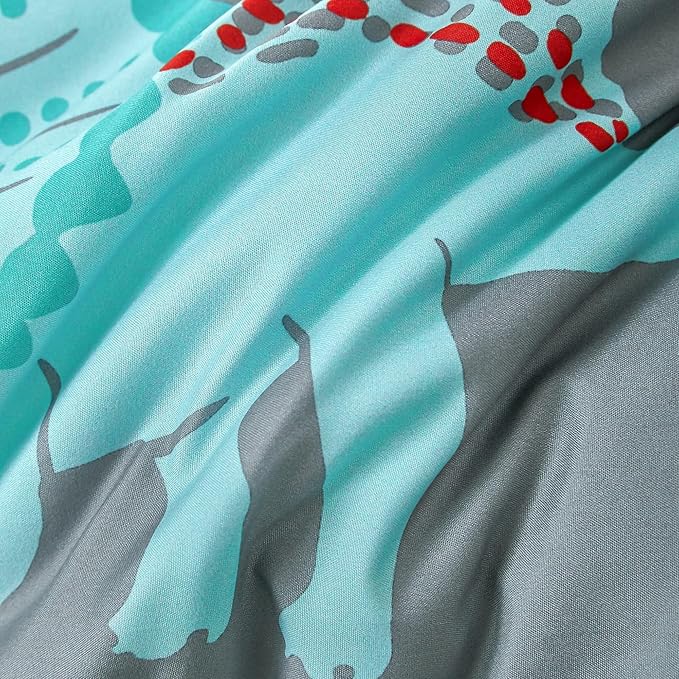 RYNGHIPY Dinosaur Kids Comforter Set Cartoon Dinosaur Bedding Sets for Boys 3 Pieces Queen Microfiber Comforter with Pillowcases Soft Lightweight (Dark Grey,Queen)