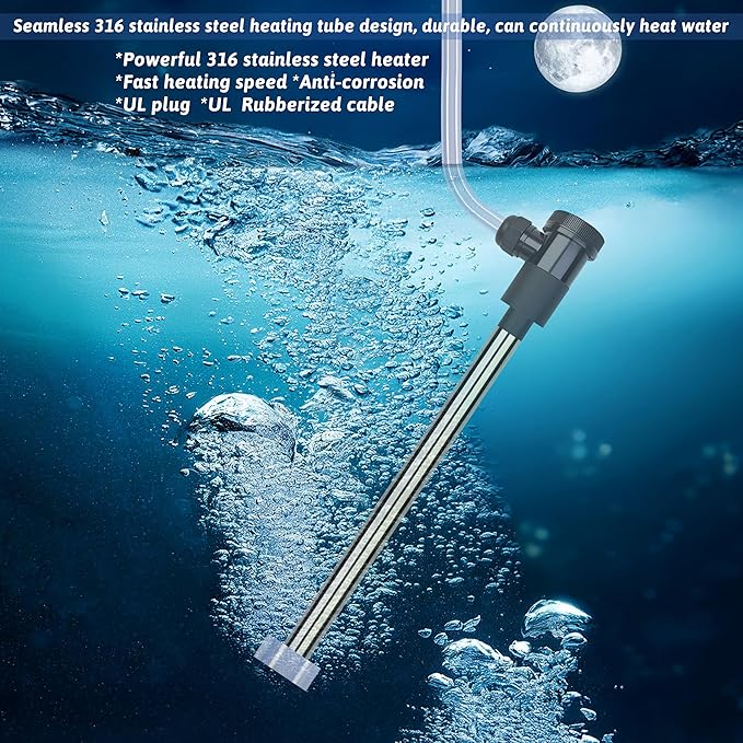 3000W 240V Immersion Water Heater Portable Electric Hot Tub & Pool Submersible Water Heater with Temp Control, WiFi Timer for Bathtub, Spa, Inflatable Pool, above ground pool & baptismal pool