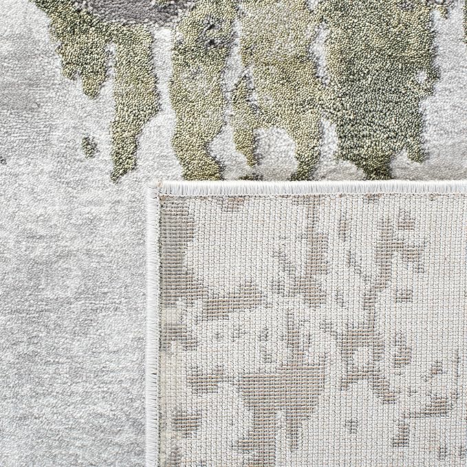 SAFAVIEH Craft Collection Area Rug - 4' Round, Grey & Green, Modern Abstract Design, Non-Shedding & Easy Care, Ideal for High Traffic Areas in Living Room, Bedroom (CFT820Y)