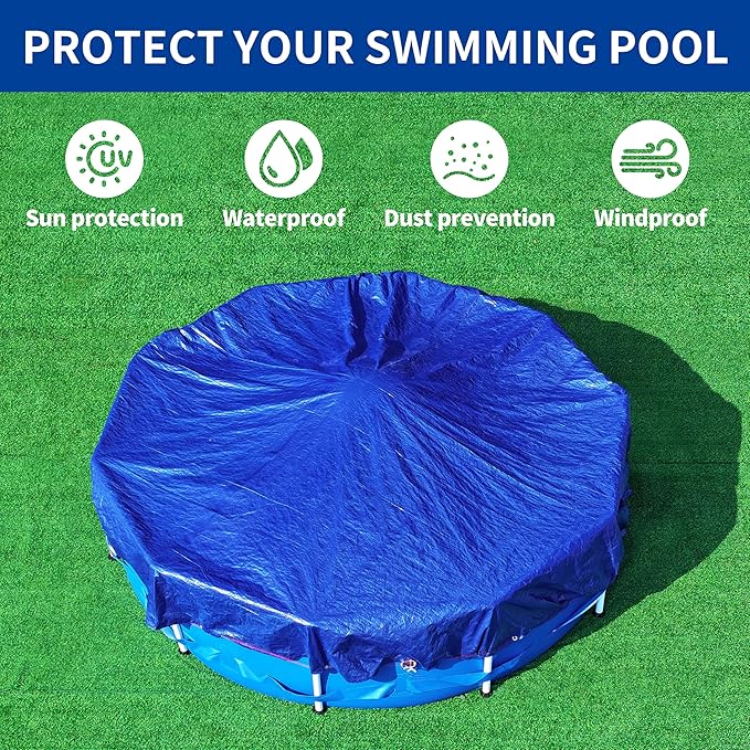 20Ft Pool Covers for (16Ft) Above Ground Pools, Winter Pool Cover,Heavy Duty Above Ground Pool Cover Includes Winch and Cable,UV Protection, Strength&Durability,Blue/Black(Cover Only)