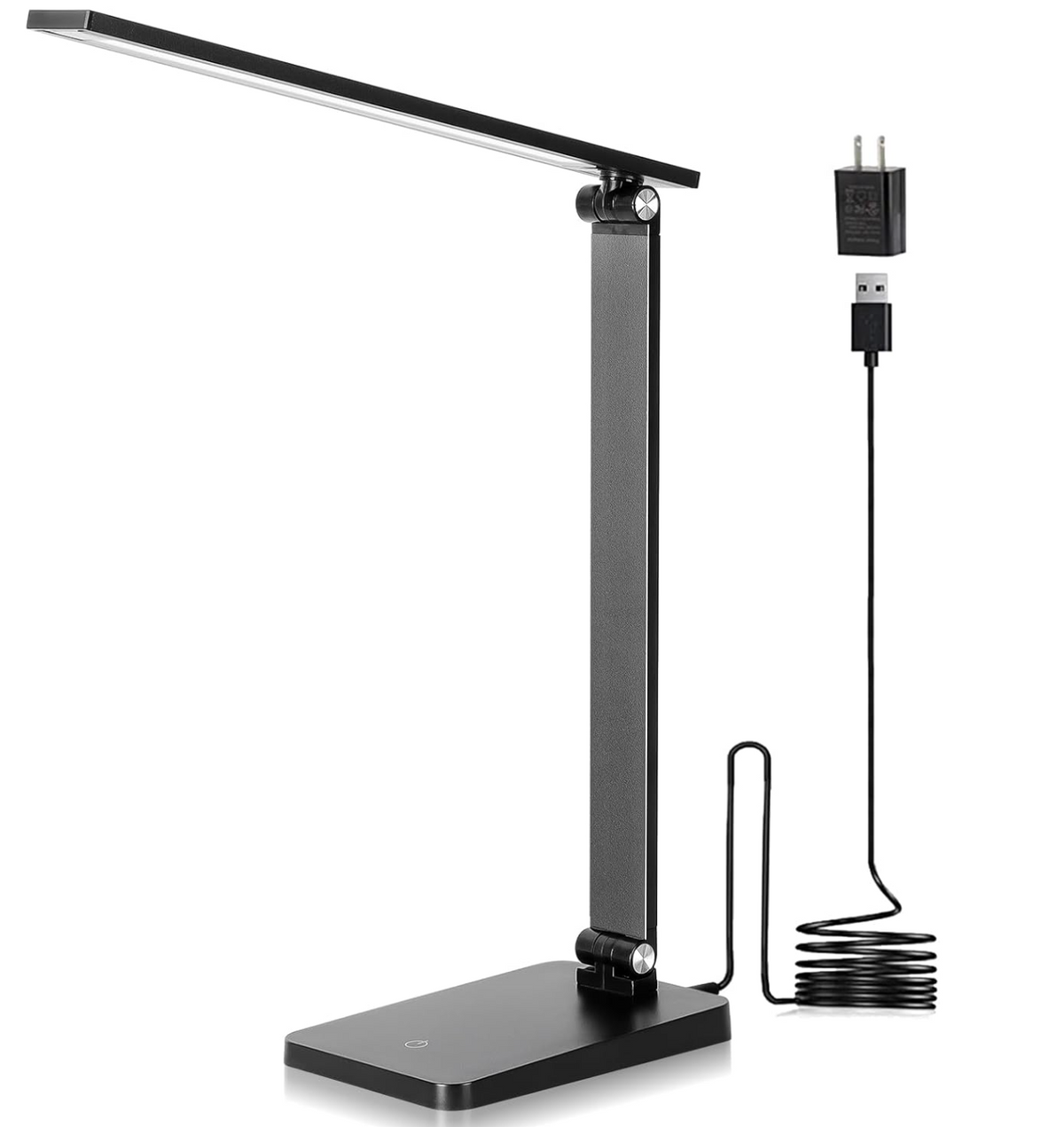 LED Desk Lamp for Home Office, 3 Levels Dimmable Desk Light with USB Charging Port, Small Study Lamp, Reading Light for Table, Black, 5000K | 3 Levels Dimmable, with USB Charging Port, for Home Office, Reading Light, Small Study Lamp, 5000K, for Table
