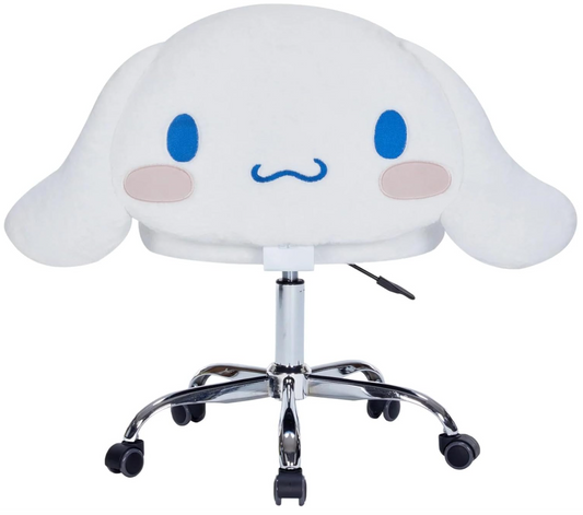 Impressions Vanity Cinnamoroll 360 Degree Swivel Vanity Chair for Bedroom, Armless Makeup Desk Chair with 5 Soft Rolling Wheels, Adjustable Seat Height, Metal Base, and Comfy Polyurethane Padded Seat