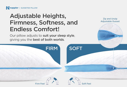 Side and Back Sleeper Pillow for Neck and Shoulder Pain Relief - Shredded Memory Foam Bed Pillow for Sleeping - 100% Adjustable Fill - King Size - Modal Washable Case. Extra Fill Included