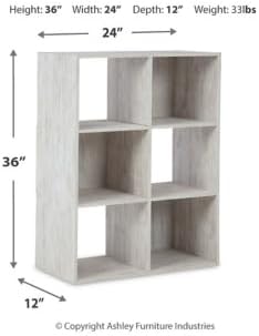 Signature Design by Ashley Paxberry Coastal 6 Cube Storage Organizer or Bookcase, Whitewash