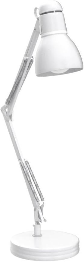 Globe Electric 52024 28" Swing Arm Desk Lamp, Matte White, On/Off Rotary Switch on Shade, Partially Adjustable Swing Arm, Home Office Accessories, Lamp for Bedroom, Home Improvement, Home Décor