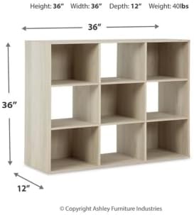 Signature Design by Ashley Socalle Modern 9 Cube Storage Organizer or Bookcase, Beige