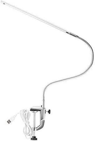 Haofy USB Adjustable LED Desk Lamp, Clip Table Lamps, Eye-caring Table Lamps for Reading, Study, Tattoo Light, Beauty Manicure, Silver, 18w