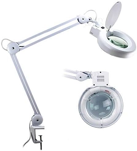 Desk Clamp Mount Magnifier Lamp Light Magnifying Glass Lens LED 8 Diopter