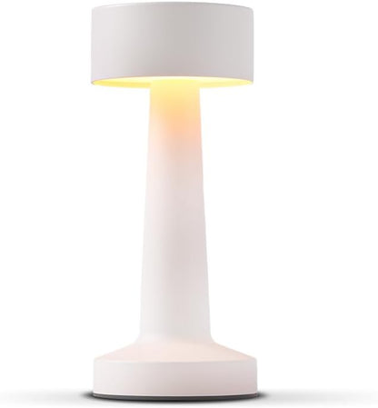 Portable LED Table Lamp, 3-Levels Brightness Metal Desk Lamp, 3 Color Touch Control Rechargeable Lamp, Night Light, Bedside Lamp,Dining Room Lamp,Gifts for Friends (White)