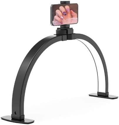 iVict Half Moon Light for Nail Desk, 29In 40W Nails Tech Light with Phone Stand, 10 Adjustable Brightness, 3 Color Temperature Led desk lamp for Nail, Tattoos, Eyebrows, Beauty(Black)
