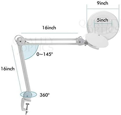 Desk Clamp Mount Magnifier Lamp Light Magnifying Glass Lens LED 8 Diopter