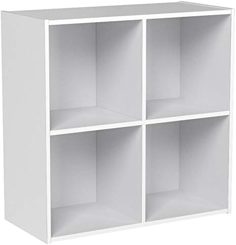 Kings Brand Furniture White Wood 4 Cube Organizer Storage Bookcase