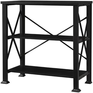 HOMBAZAAR Bookshelf, 3-Tier Industrial Bookshelf, Etagere Bookcases and Bookshelves, Small Bookshelf Storage Organizer, Freestanding Bookshelf for Living Room, Bedroom and Home Office,Black
