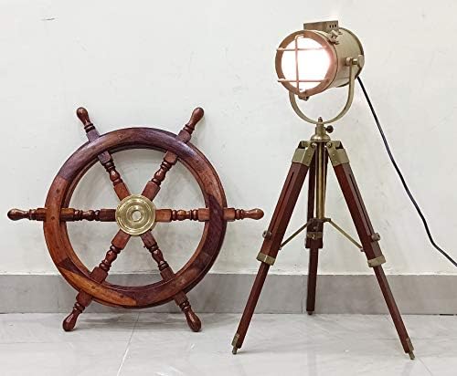THOR INSTRUMENTS Antique Marine Small Desk Spotlight Maritime Brown Tripod Nautical Office Lamp Rustic Vintage Home Decor Gifts