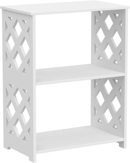 Small Bookshelf, 3-Tier White Bookcase for Kids & Adults | 2-Shelf Open Storage Organizer for Bedroom, Living Room & Office | Ideal Small Bookshelf & Bookcase for Small Space