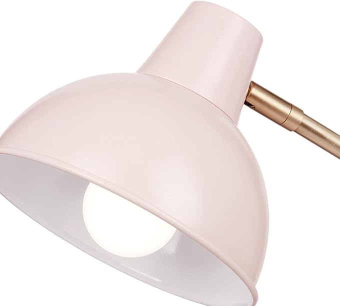 Globe Electric 67339 16" Desk Lamp, Matte Rose, Gold Arm, Clear Cord, in-Line On/Off Switch, Office Decor, Home Essentials, Reading Light, Room Lighting, Dorm