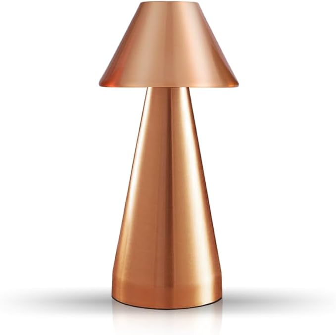 Portable Metal Desk Lamp, Cordless Metal LED Table Lamp,3 Color Touch Control Rechargeable Lamp,3-Levels Brightness Room Decor Desk Lamp,Bedside Lamp,Dining Room Lamp (Rose Gold)