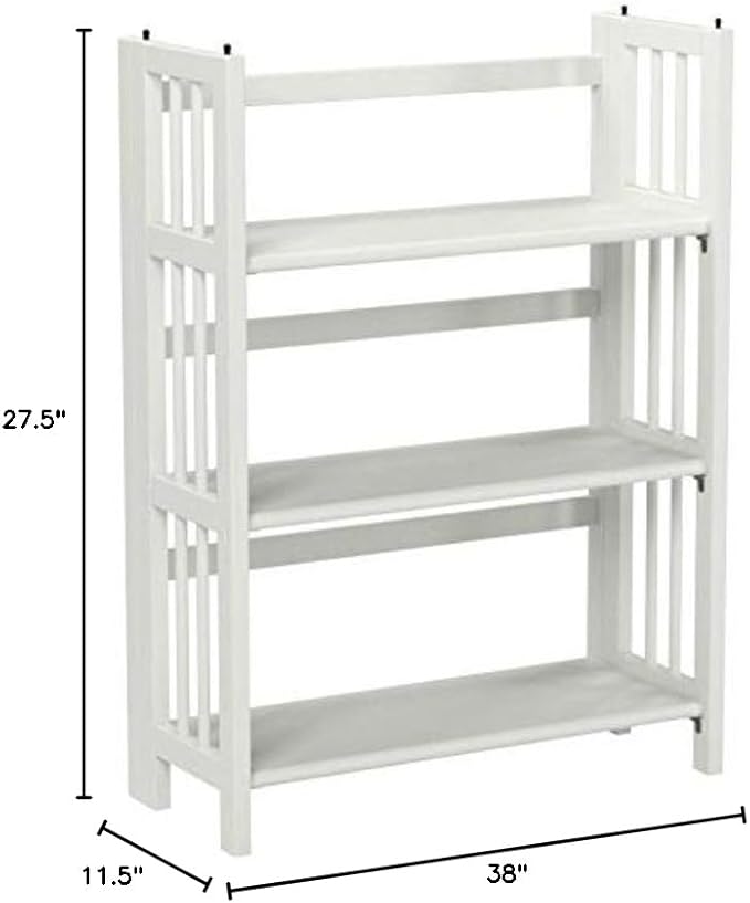 Casual Home 3-Shelf Folding Stackable Bookcase (27.5" Wide)-White