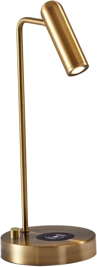 Adesso 3162-21 Kaye LED Desk Lamp Wireless Charging, 7W LED, 5W QI, USB Port, Indoor Lighting Lamps