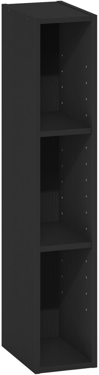 Furinno Fulda 3-Tier Space Saving Storage Shelf Bookcase, 6-Inch Width, Blackwood