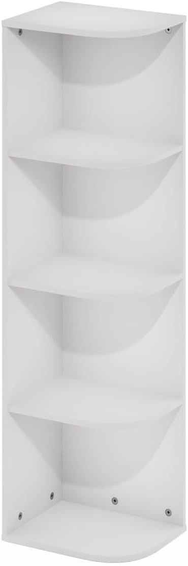 Furinno Pasir 4-Tier Corner Open Shelf Bookcase, White