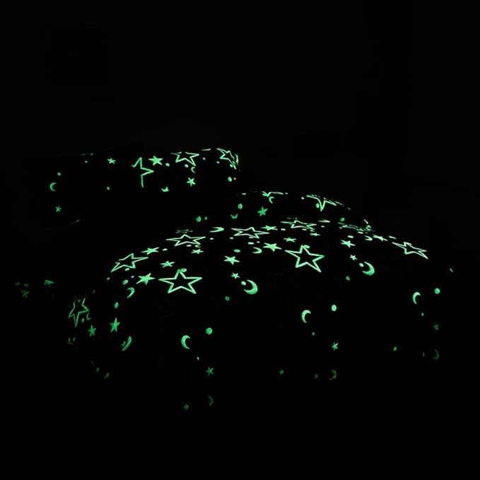 Feelyou Galaxy Glow in The Dark Comforter Set for Girls Kids Twin Purple Universe Starry Night Bedding Set Super Soft Outer Space Stars Moon Comforter Girl Bedroom Glow Decor Bedding Quilted Duvet