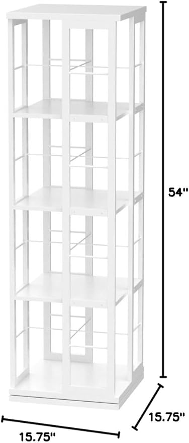 Aheaplus Rotating Bookshelf, Corner Bookshelf, 360 Display Wood Spinning Bookshelf, Floor Standing Bookcase Narrow Shelf Revolving Organizer Storage Rack for Small Space, Bedroom, Study Room, White