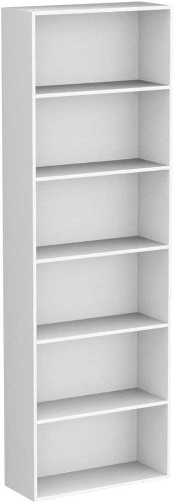 FOTOSOK 6-Tier Open Bookcase and Bookshelf, Freestanding Display Storage Shelves Tall Bookcase for Bedroom, Living Room and Office, White