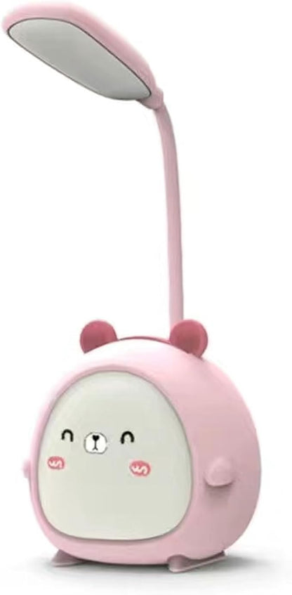 LED Desk Lamp，Mini Dog Night Light,Portable LED Table Light, Cute Foldable USB Rechargeable Reading Light Bedroom Children's Bedside Study (Pink)