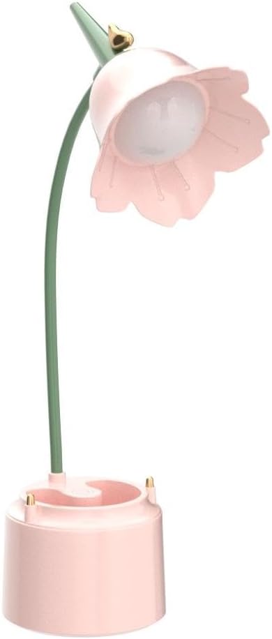 Neporal Small Desk Lamp, Rechargeable LED Desk Lamp Touch Control with 360° Bendable Adjustable Neck, Kawaii Room Accessories, Dimmable Cute Desk Lamp, Pink