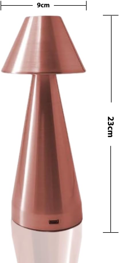Portable Metal Desk Lamp, Cordless Metal LED Table Lamp,3 Color Touch Control Rechargeable Lamp,3-Levels Brightness Room Decor Desk Lamp,Bedside Lamp,Dining Room Lamp (Rose Gold)