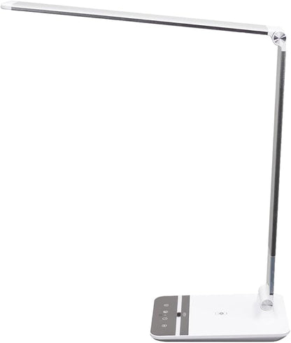 Stand Up Desk Store LED Desk Lamp with Wireless Charging Pad (White Housing, 500 Lumen LED, 10W Qi Wireless Charger, 5V/1A USB Output)