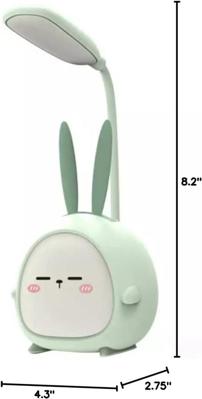 Portable LED Desk Lamp with Night Light Cute Bunny Foldable USB Charge Reading Light for Bedroom Kids Bedside Study (Green)