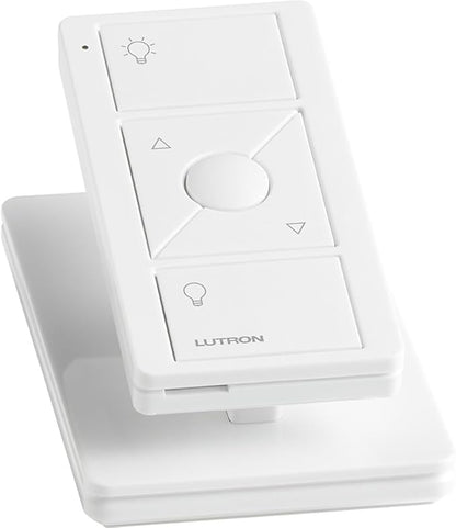 Lutron Pico Remote for Caseta Smart Dimmer Switch, 3-Button Control with Raise/Lower and Preset Lighting Level, For Table Top or Wallmount Use, PJ2-3BRL-WH-L01R, White