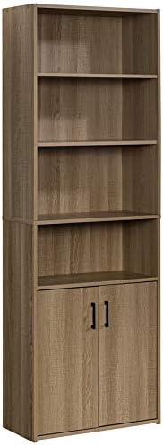 Sauder Beginnings Bookcase with Doors, L: 24.65" x W: 11.65" x H: 71.14", Summer Oak Finish & Beginnings Desk, L: 40.39" x W: 17.48" x H: 28.82", Summer Oak Finish
