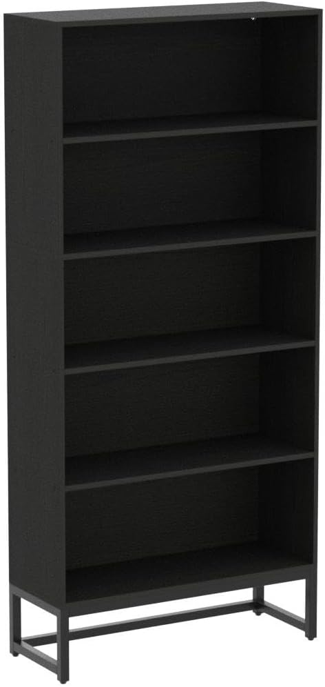 Tribesigns Tall Bookcase Black Bookshelf, 70.8” Large Bookcases Organizer with LED Lights, Heavy Duty Free-Standing Library Bookshelf with 5-Tier Storage Shelves for Living Room, Bedroom (Black)