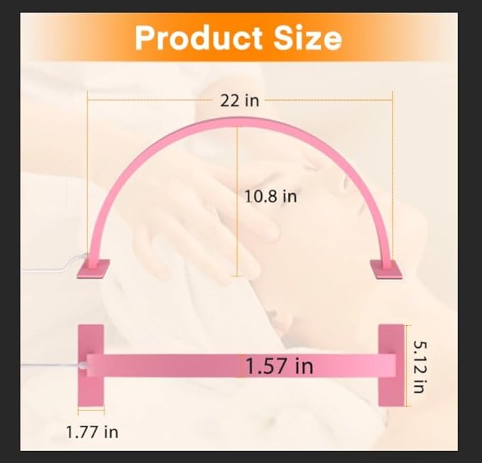 Half Moon Light for Nail Desk, Lash Light Led Nail Tech Lamp Half Moon Light Table Lamp Desk Lamp for Nail Lash Eyelash Extension Tattoo Eyebrows（Pink）