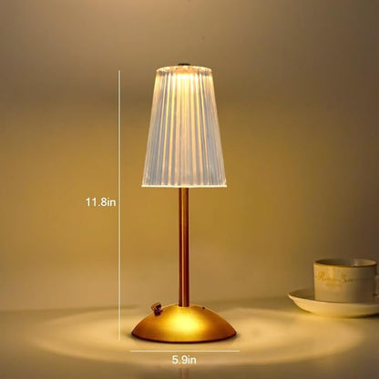 Portable Crystal Table Lamp,Cordless Metal Vintage Desk Lamp,3 Color Touch Control Rechargeable Lamp,3-Levels Brightness Room Decor Desk Lamp,Living Room,Kitchen,Dining Room Lamp (Gold-4)