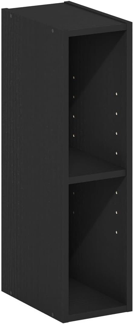 Furinno Fulda 2-Tier Space Saving Storage Shelf Bookcase, 6-Inch Width, Blackwood