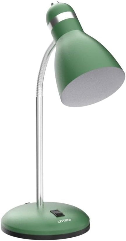 LEPOWER Metal Desk Lamp, Adjustable Goose Neck Table Lamp, Eye-Caring Study Desk Lamps for Bedroom, Study Room and Office (Green)