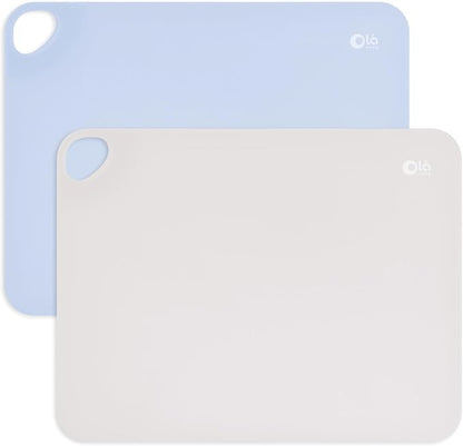 Olababy Fold N Go Silicone Placemat w Travel Case | Dishwasher Safe, BPA Free, Non-Slip, Waterproof | Mini Dining Mat for Infants, Babies, Toddlers and Kids (2, Blueberry/Pearl)