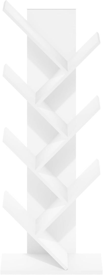 Furinno Tree Bookshelf 7-Tier Floor Standing Tree Bookcase, White
