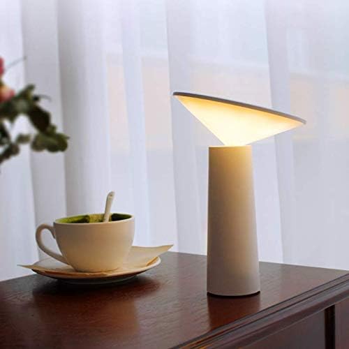 Mona' Modern Table Lamp, Partable Wireless LED Light, Dimming Touch Control Switch, 360 Adjustable, USB Rechargeable, Study Reading Desk Lamp for Home and Office (White)