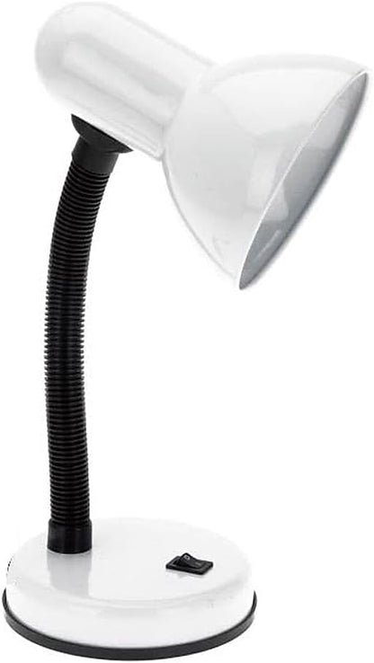 Simple Designs LD1003-WHT Basic Metal Desk Lamp with Flexible Hose Neck for Office, Living Room, Bedroom, College Dorm, Bookshelf, White (Pack of 1)